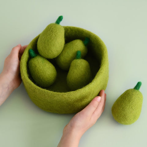Dashdu - Perry Pear - 5 Felt Pears with Bowl