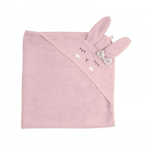 Kikadu - Hooded Bath Towel - Rabbit - Pale Rose