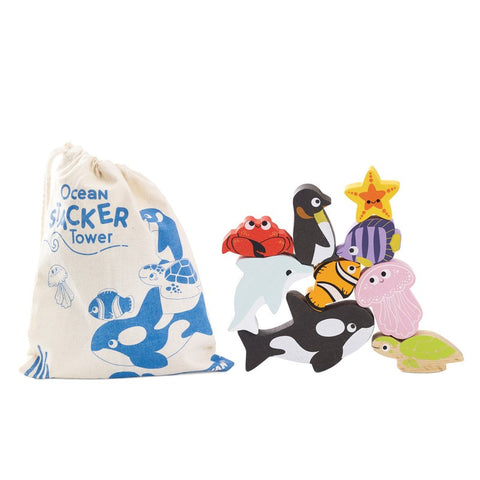 Le Toy Van - Petilou - Ocean Stacking Animals & Bag