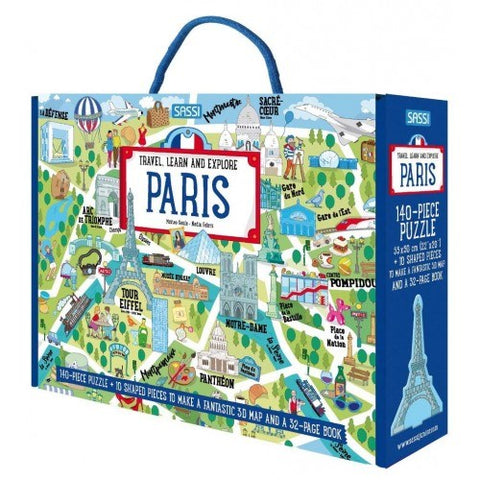 Sassi - Travel, Learn and Explore - Puzzle and Book Set - Paris - 140 pcs