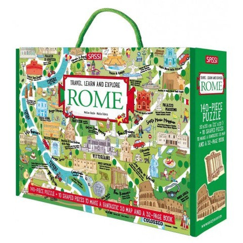 Sassi - Travel, Learn and Explore - Puzzle and Book Set - Rome - 140 pcs